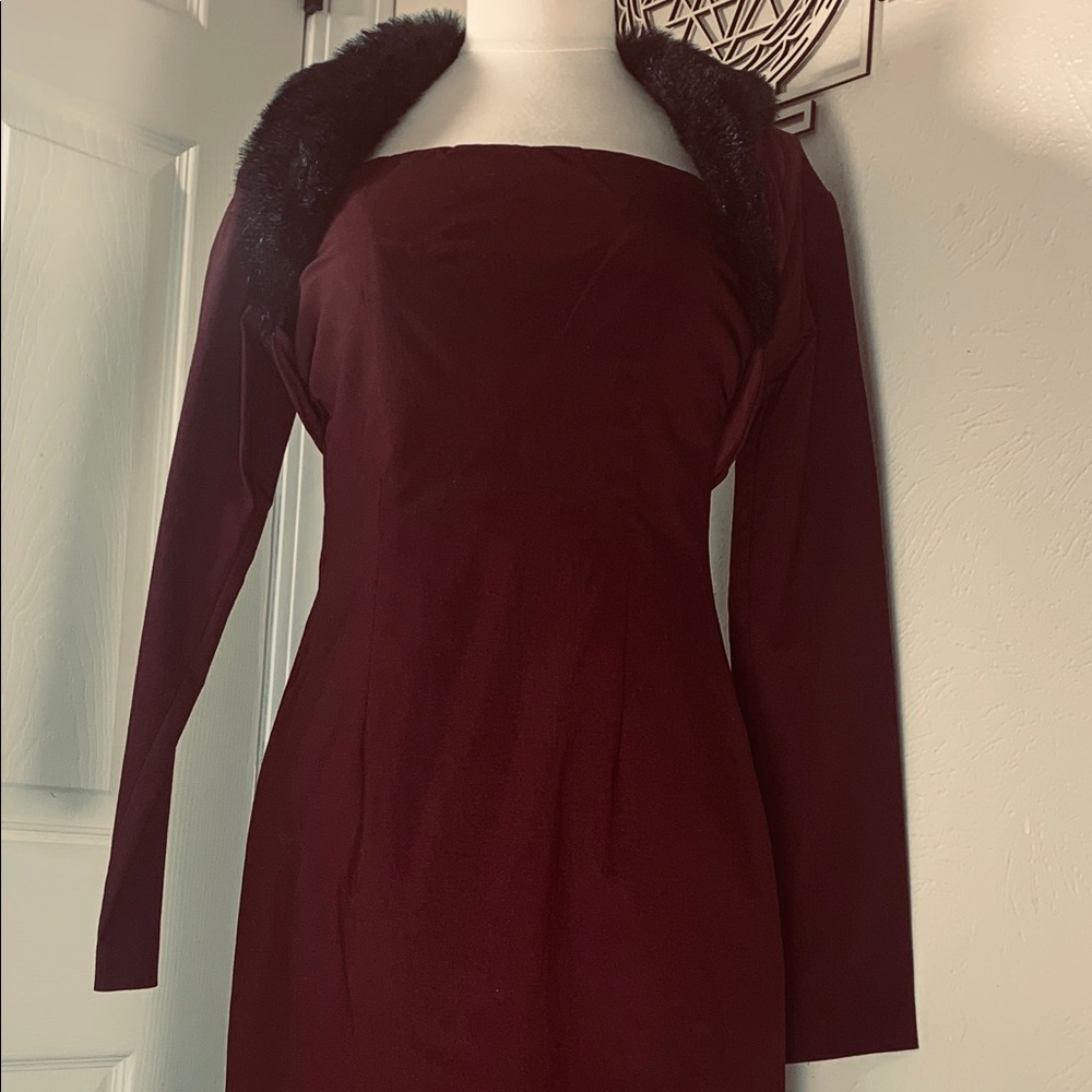 Privilege Paris Strapless Dress Deep Merlot 👗